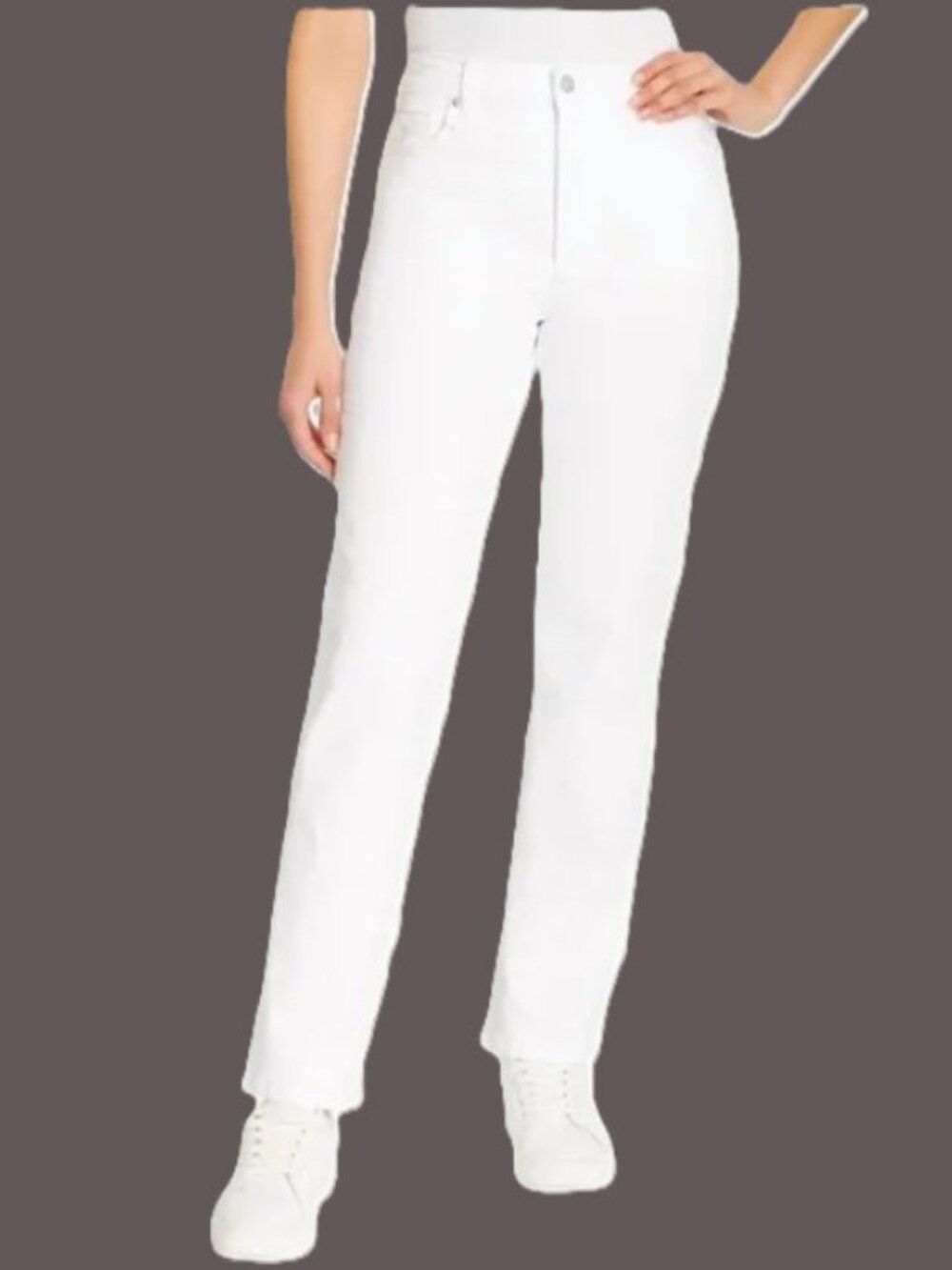 Gloria Vanderbilt Amanda High Rise Tapered Jeans White Denim Womens 10 Regular